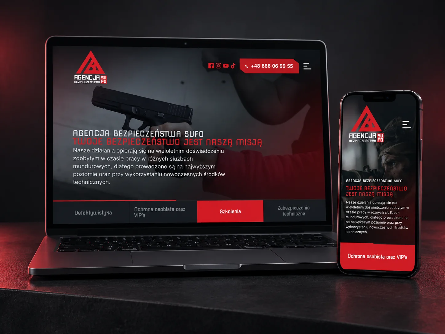 Agencja Bezpieczeństwa SUFO — strona internetowa i branding